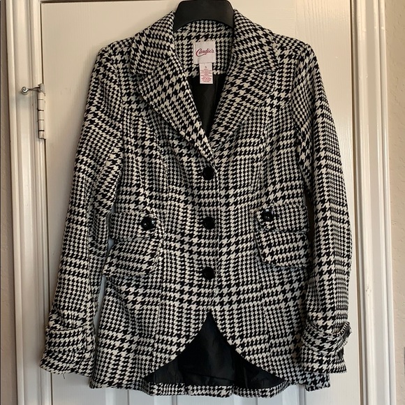 Candie’s houndstooth coat Sz S Black & white - Picture 1 of 7